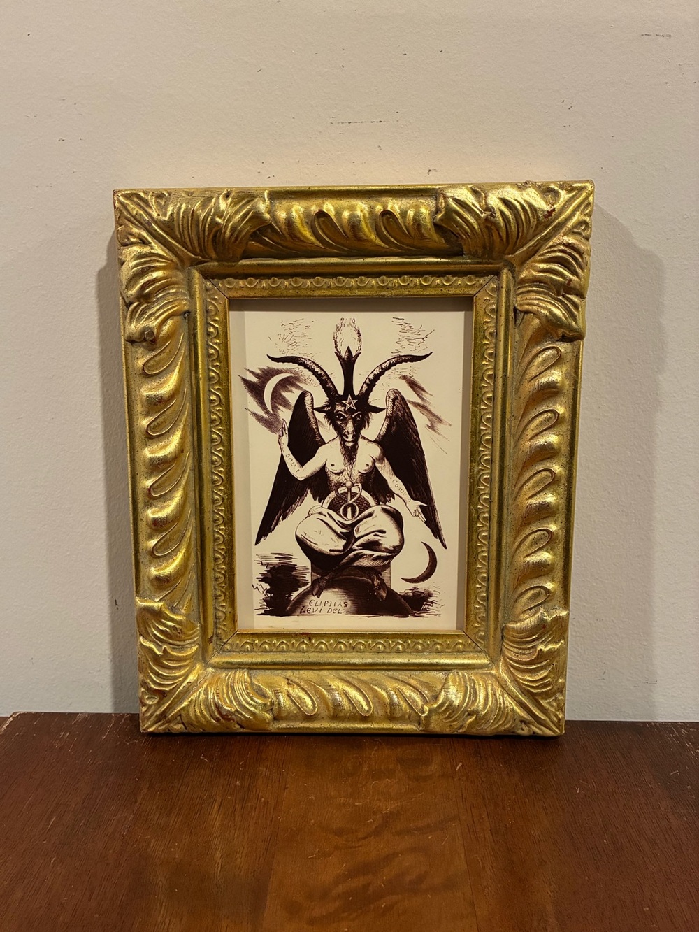 Baphomet Gold Framed Print 8.5x10.5 Eliphas Levi Occult Demon Witch Wall Art